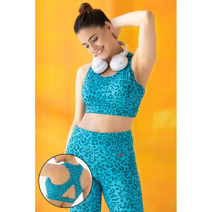 Clovia Medium Impact Padded Animal Print Active Sports Bra in Sky Blue - BRS041A36, Teal
Clovia Medium Impact Padded Animal Print Active Sports Bra in Sky Blue - BRS041A36, Teal