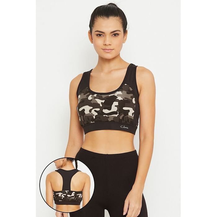 Clovia Medium Impact Padded Camouflage Print Racerback Sports Bra in Dark Grey - BR2188P05
Clovia Medium Impact Padded Camouflage Print Racerback Sports Bra in Dark Grey - BR2188P05