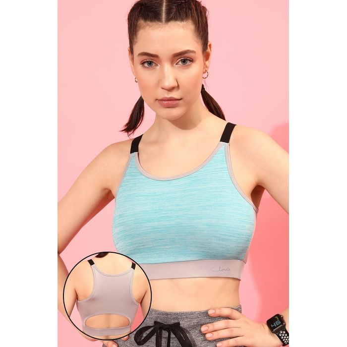 Clovia Medium Impact Padded Non-Wired Sports Bra in Sky Blue Melange - BRS016P03, Light blue
Clovia Medium Impact Padded Non-Wired Sports Bra in Sky Blue Melange - BRS016P03, Light blue