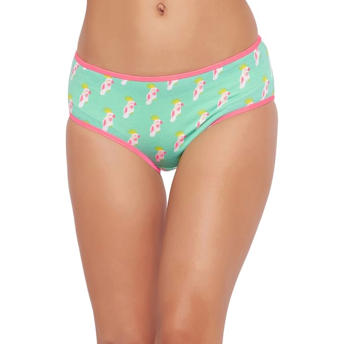 Clovia Mid Waist Bird Print Hipster Panty in Seafoam Green - Cotton - PN3411H11, Light green
Clovia Mid Waist Bird Print Hipster Panty in Seafoam Green - Cotton - PN3411H11, Light green