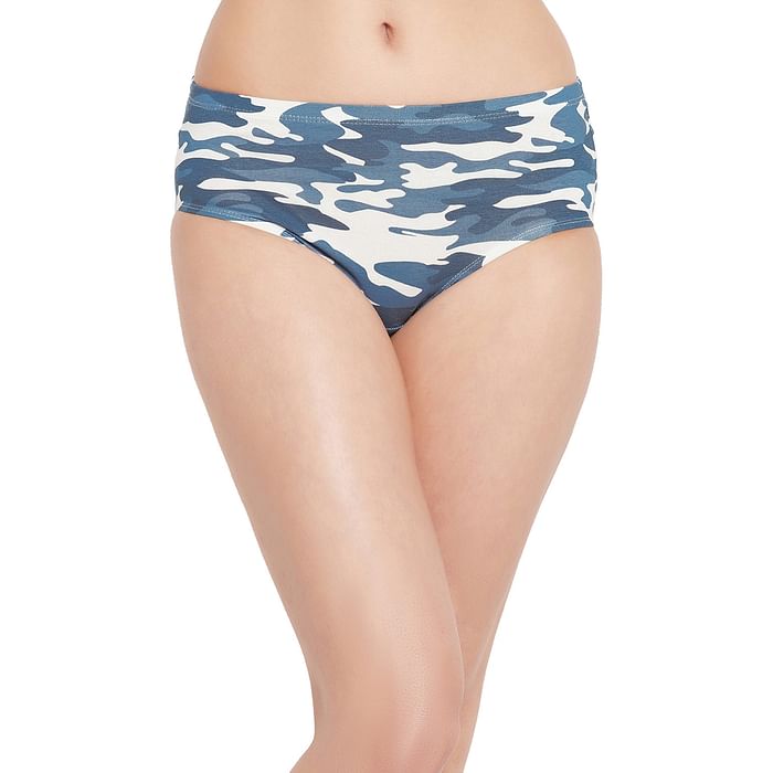 Clovia Mid Waist Camouflage Print Hipster Panty with Inner Elastic in Blue - Cotton - PN2855W08, Navy
Clovia Mid Waist Camouflage Print Hipster Panty with Inner Elastic in Blue - Cotton - PN2855W08, Navy