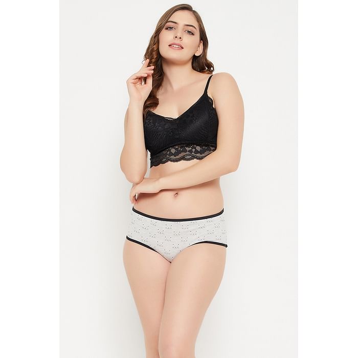 Clovia Mid Waist Cat Print Hipster Panty in Grey Melange - Cotton - PN3411F01, Light grey
Clovia Mid Waist Cat Print Hipster Panty in Grey Melange - Cotton - PN3411F01, Light grey