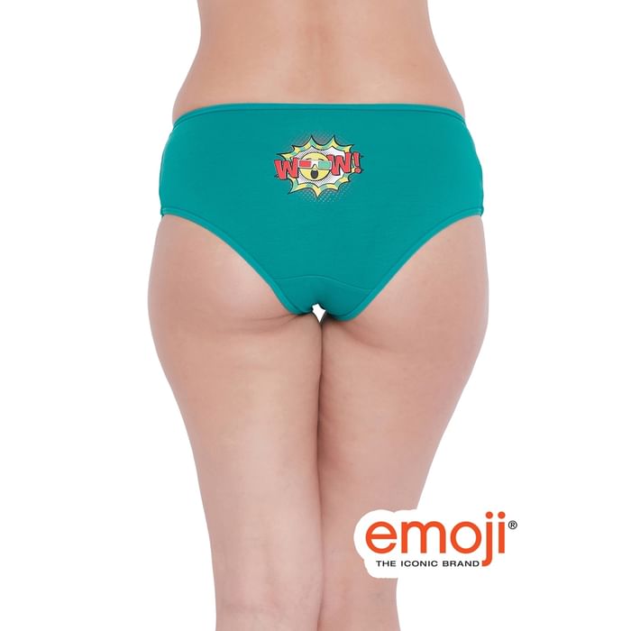 Clovia Mid Waist Pop Art Emoji Print Hipster Panty in Teal Green - Cotton - PN3310Z17, Dark green 
Clovia Mid Waist Pop Art Emoji Print Hipster Panty in Teal Green - Cotton - PN3310Z17, Dark green
