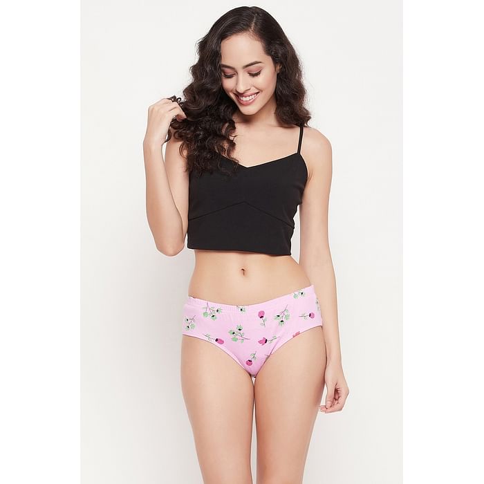 Clovia Mid Waist Floral Print Hipster Panty in Baby Pink with Inner Elastic - 100% Cotton - PN2855E22, Light pink
Clovia Mid Waist Floral Print Hipster Panty in Baby Pink with Inner Elastic - 100% Cotton - PN2855E22, Light pink
