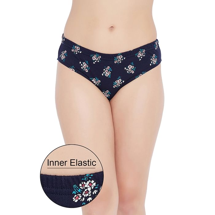 Clovia Mid Waist Floral Print Hipster Panty in Navy with Inner Elastic - Cotton - PN2855Q08
Clovia Mid Waist Floral Print Hipster Panty in Navy with Inner Elastic - Cotton - PN2855Q08