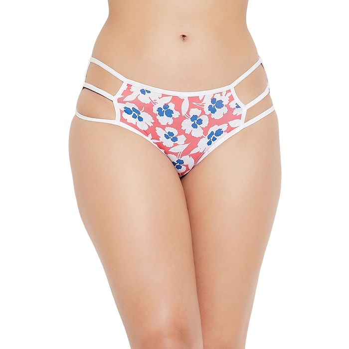 Clovia Mid Waist Floral Print Hipster Panty in Coral Red with Cage Sides - Cotton - PN3236O04
Clovia Mid Waist Floral Print Hipster Panty in Coral Red with Cage Sides - Cotton - PN3236O04