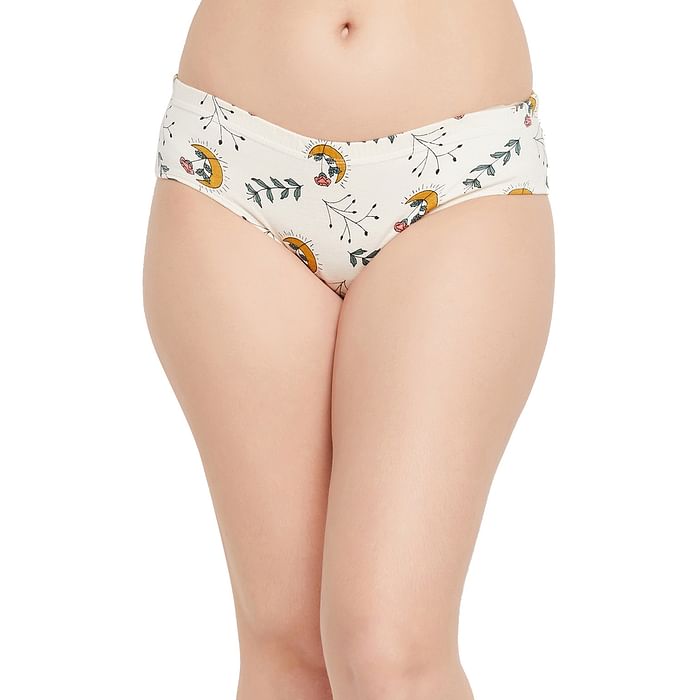 Clovia Mid Waist Floral Print Hipster Panty in White with Inner Elastic - 100% Cotton - PN3227N18
Clovia Mid Waist Floral Print Hipster Panty in White with Inner Elastic - 100% Cotton - PN3227N18
