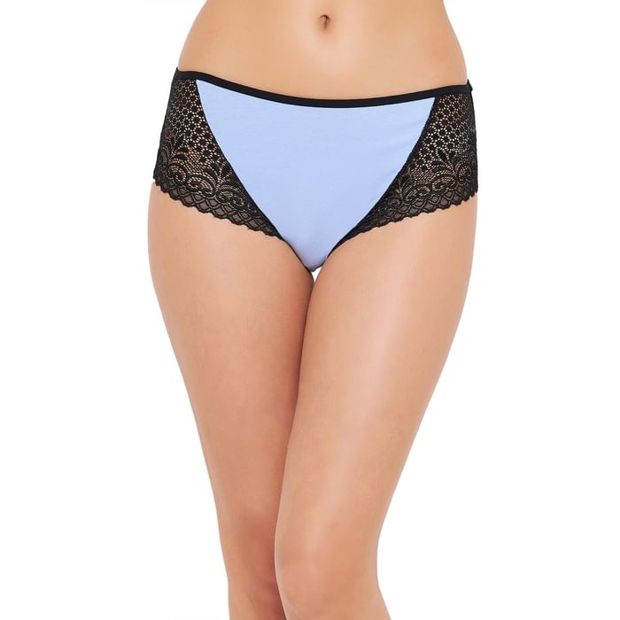 Clovia Mid Waist Hipster Panty in Sky Blue with Lace Panels - Cotton - PN1060B03, Light blue
Clovia Mid Waist Hipster Panty in Sky Blue with Lace Panels - Cotton - PN1060B03, Light blue