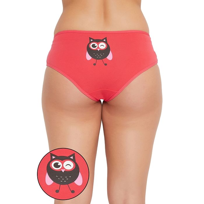 Clovia Mid Waist Hipster Panty with Owl Print Back in Coral Pink - Cotton - PN3297V16, Orange
Clovia Mid Waist Hipster Panty with Owl Print Back in Coral Pink - Cotton - PN3297V16, Orange