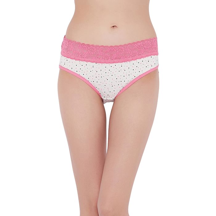 Clovia Mid Waist Polka Dot Hipster Panty in White with Lace Waist - Cotton - PN3278H18
Clovia Mid Waist Polka Dot Hipster Panty in White with Lace Waist - Cotton - PN3278H18