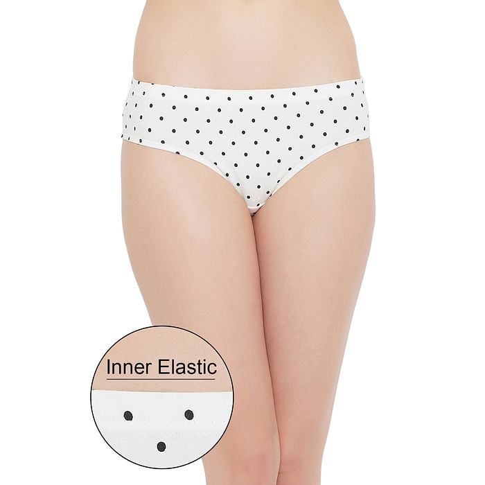 Clovia Mid Waist Polka Print Hipster Panty in White with Inner Elastic - Cotton - PN2855M18
Clovia Mid Waist Polka Print Hipster Panty in White with Inner Elastic - Cotton - PN2855M18