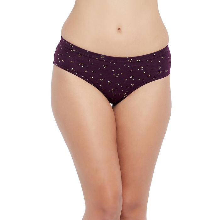 Clovia Mid Waist Printed Hipster Panty in Plum Colour with Inner Elastic - 100% Cotton - PN2855T06, Brown
Clovia Mid Waist Printed Hipster Panty in Plum Colour with Inner Elastic - 100% Cotton - PN2855T06, Brown