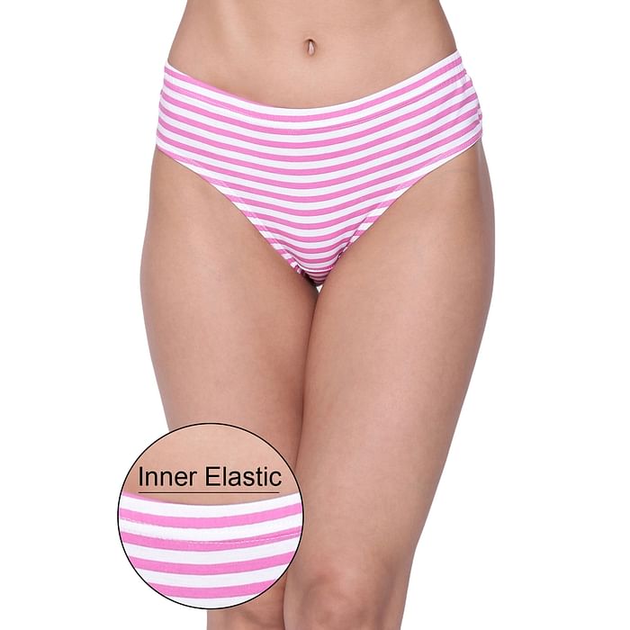 Clovia Mid Waist Striped Hipster Panty in Pink with Inner Elastic - Cotton - PN3227J22, Light pink
Clovia Mid Waist Striped Hipster Panty in Pink with Inner Elastic - Cotton - PN3227J22, Light pink