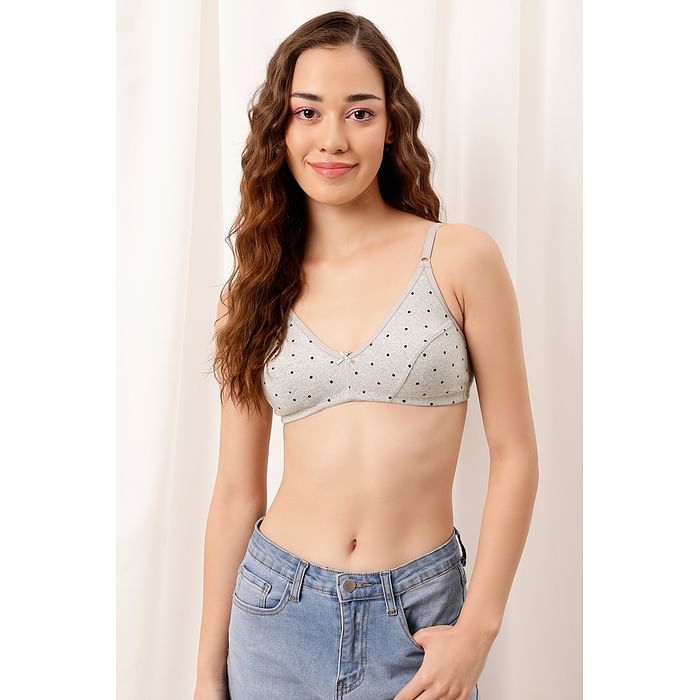 Clovia Non-Padded Non-Wired Demi Cup Dot Print Bra in Grey Melange - Cotton Rich - BR1150A01, Light grey
Clovia Non-Padded Non-Wired Demi Cup Dot Print Bra in Grey Melange - Cotton Rich - BR1150A01, Light grey