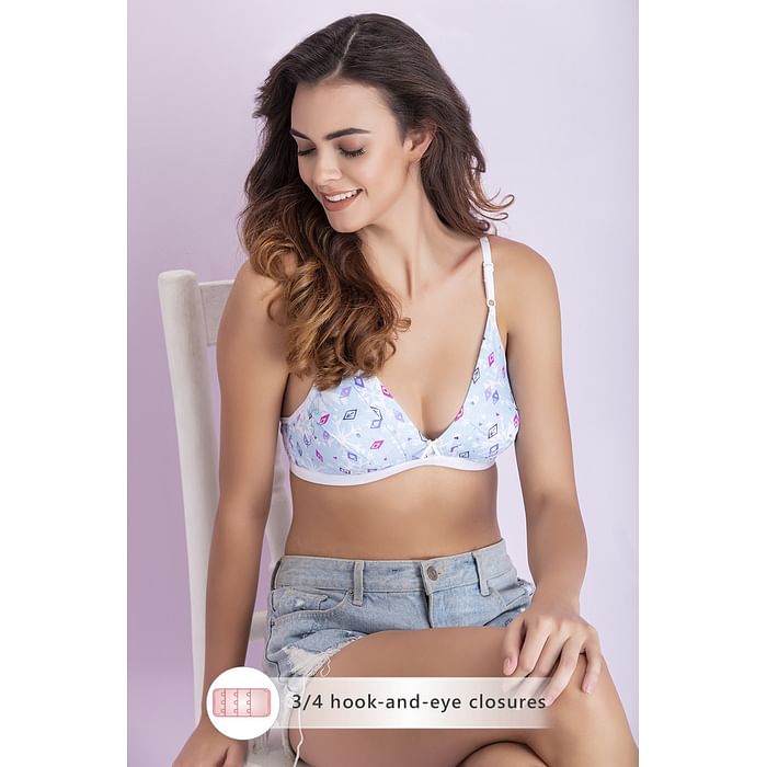 Clovia Non-Padded Non-Wired Demi Cup Printed Plunge Bra in Light Blue - Cotton - BR1595B03
Clovia Non-Padded Non-Wired Demi Cup Printed Plunge Bra in Light Blue - Cotton - BR1595B03