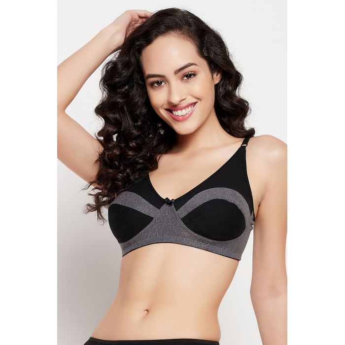 Clovia Non-Padded Non-Wired Full Cup Colourblocked Bra in Dark Grey - Cotton - BR2183A05
Clovia Non-Padded Non-Wired Full Cup Colourblocked Bra in Dark Grey - Cotton - BR2183A05