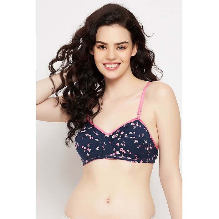 Clovia Non-Padded Non-Wired Full Cup Floral Print Balconette Bra in Navy - Cotton - BR0857B08
Clovia Non-Padded Non-Wired Full Cup Floral Print Balconette Bra in Navy - Cotton - BR0857B08