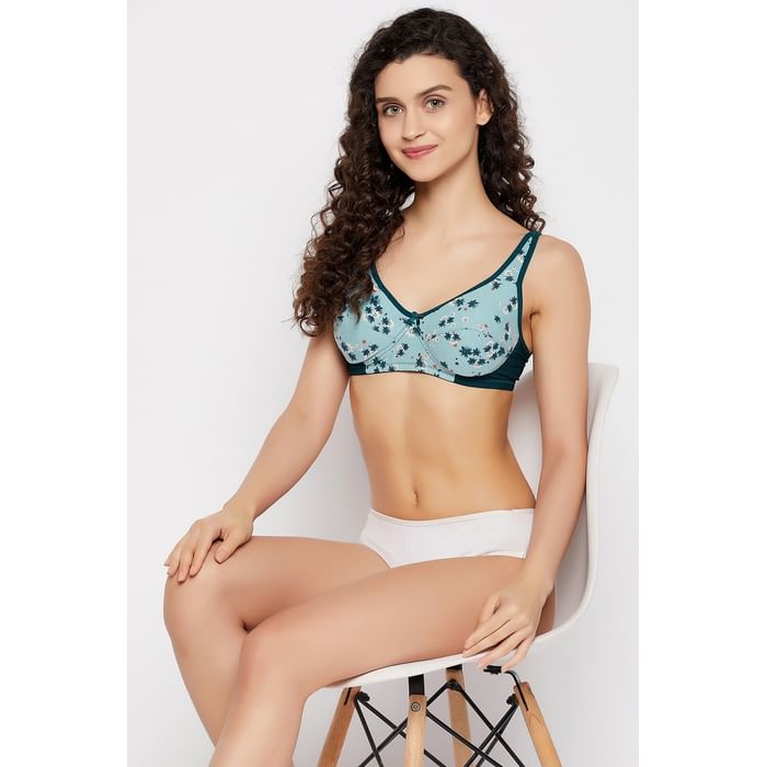 Clovia Non-Padded Non-Wired Full Cup Floral Print Bra in Powder Blue - Cotton - BR1797B11, Light green
Clovia Non-Padded Non-Wired Full Cup Floral Print Bra in Powder Blue - Cotton - BR1797B11, Light green