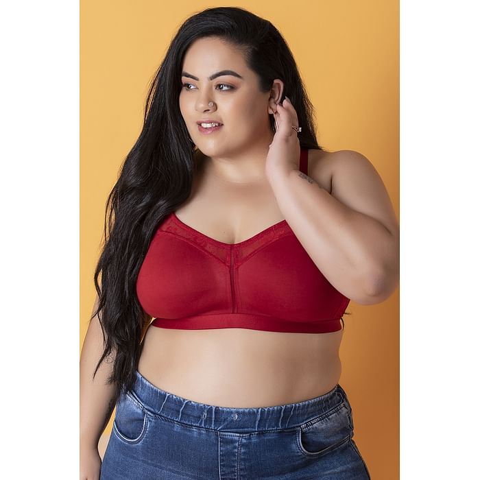 Clovia Non-Padded Non-Wired Spacer Cup Full Figure Bra in Maroon - Cotton & Lace - BR2178P09
Clovia Non-Padded Non-Wired Spacer Cup Full Figure Bra in Maroon - Cotton & Lace - BR2178P09