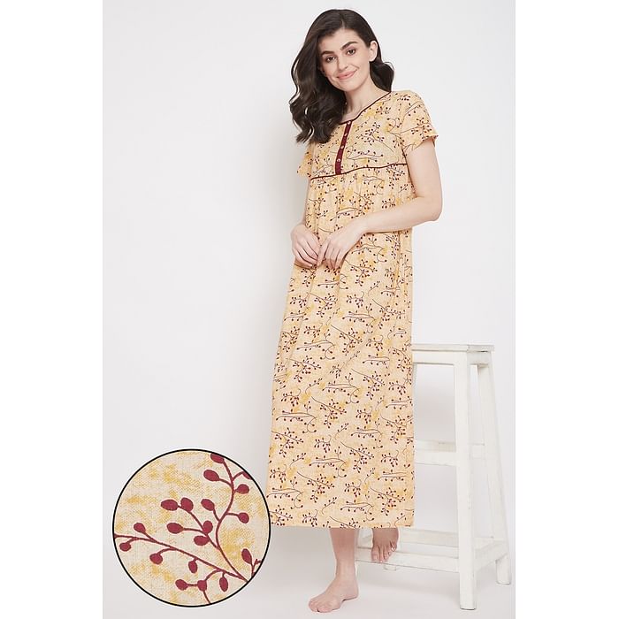 Clovia Print Me Pretty Long Night Dress in Beige - Cotton Rich - NS1119A06, Brown
Clovia Print Me Pretty Long Night Dress in Beige - Cotton Rich - NS1119A06, Brown