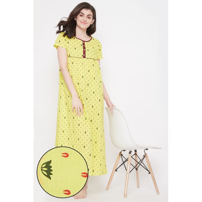 Clovia Print Me Pretty Long Nighty in Light Yellow- Rayon - NS1119P11, Light green
Clovia Print Me Pretty Long Nighty in Light Yellow- Rayon - NS1119P11, Light green