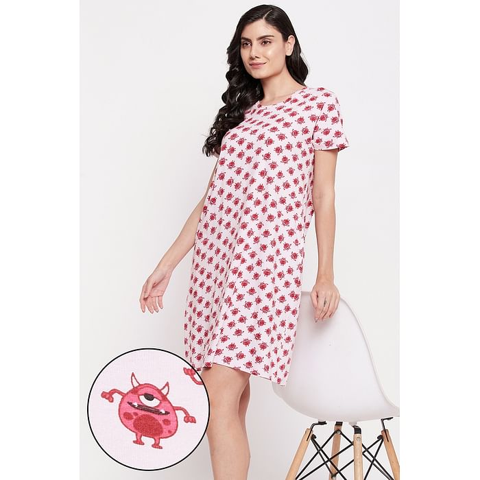Clovia Monster Emoji Print Short Nightdress in Soft Pink - 100% Cotton - NS1209K22, Light pink
Clovia Monster Emoji Print Short Nightdress in Soft Pink - 100% Cotton - NS1209K22, Light pink