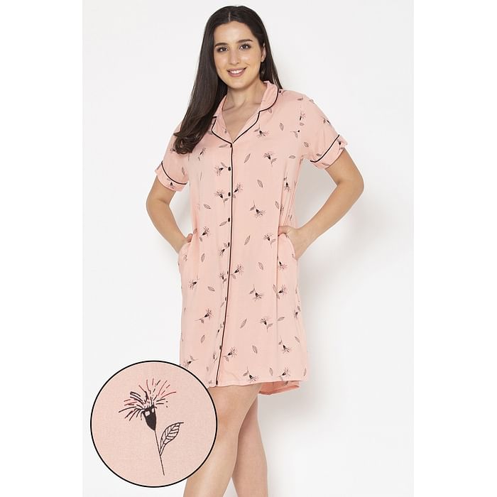 Clovia Pretty Florals Button Me Up Short Night Dress in Peach Colour - Rayon - NS1244P34
Clovia Pretty Florals Button Me Up Short Night Dress in Peach Colour - Rayon - NS1244P34