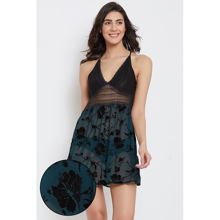 Clovia Sheer Bridal Babydoll with Matching Thong in Black - Lace & Georgette - NS1315P13
Clovia Sheer Bridal Babydoll with Matching Thong in Black - Lace & Georgette - NS1315P13