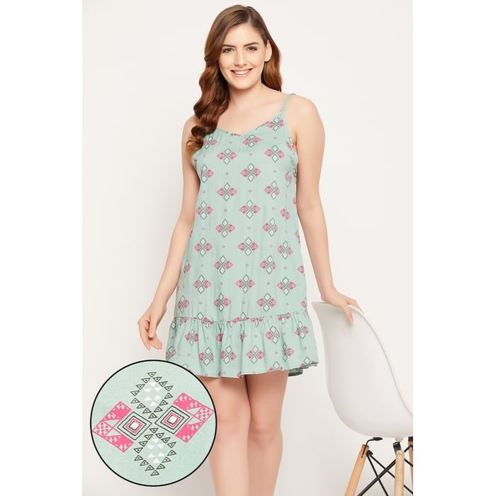 Clovia Print Me Pretty Short Night Dress in Mint Green - Rayon - NS1346P11, Light green
Clovia Print Me Pretty Short Night Dress in Mint Green - Rayon - NS1346P11, Light green