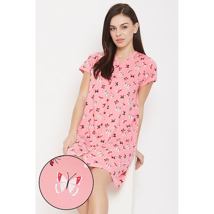 Clovia Butterfly Print Short Nightdress in Peach Pink - 100% Cotton - NS1348A22, Light pink
Clovia Butterfly Print Short Nightdress in Peach Pink - 100% Cotton - NS1348A22, Light pink