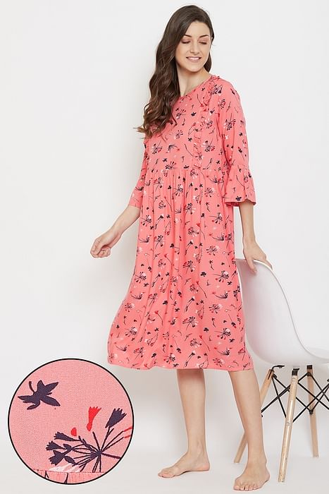 Clovia Feeding Pretty Florals Mid Length Maternity Nightdress in Pink- Cotton Rich - NS1352R22, Light pink
Clovia Feeding Pretty Florals Mid Length Maternity Nightdress in Pink- Cotton Rich - NS1352R22, Light pink