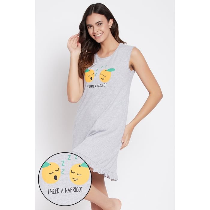 Clovia Emoji Print Short Night Dress in Grey - 100% Cotton - NS1379P01, Light grey
Clovia Emoji Print Short Night Dress in Grey - 100% Cotton - NS1379P01, Light grey