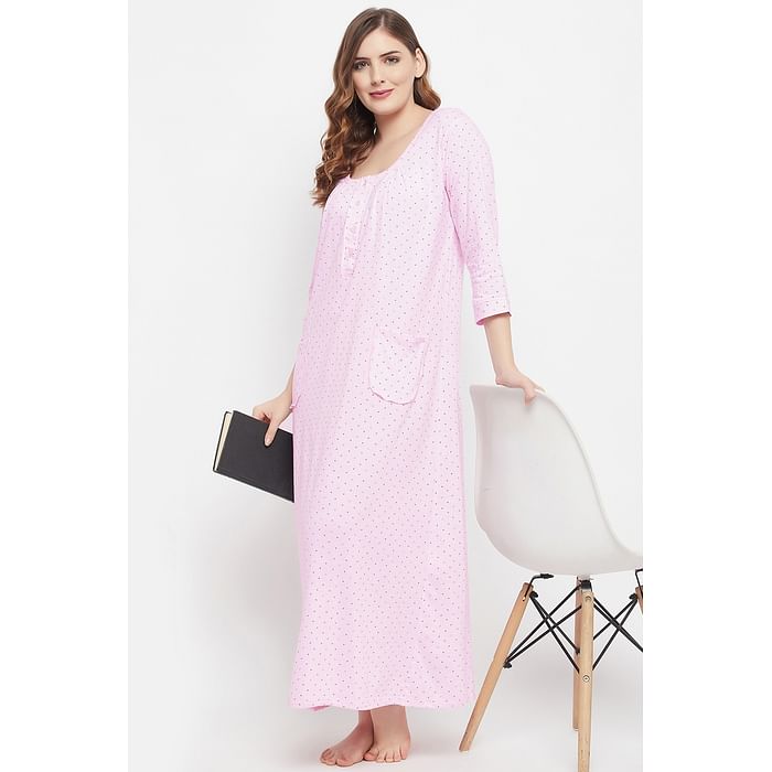Clovia Print Me Pretty Long Nighty in Baby Pink - Cotton Rich - NS1496P22, Light pink
Clovia Print Me Pretty Long Nighty in Baby Pink - Cotton Rich - NS1496P22, Light pink