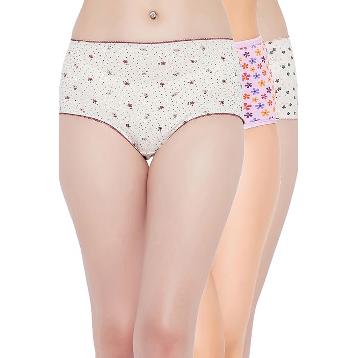 Clovia Pack of 3 High Waist Floral Print Hipster Panties - Cotton - PNC003S19, Multicolour
Clovia Pack of 3 High Waist Floral Print Hipster Panties - Cotton - PNC003S19, Multicolour