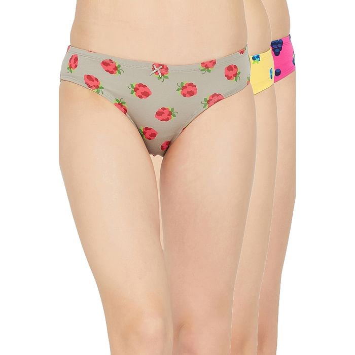 Clovia Pack of 3 Low Waist Fruit Print Bikini Panties with Inner Elastic - Cotton - PNC003B19, Multicolour
Clovia Pack of 3 Low Waist Fruit Print Bikini Panties with Inner Elastic - Cotton - PNC003B19, Multicolour