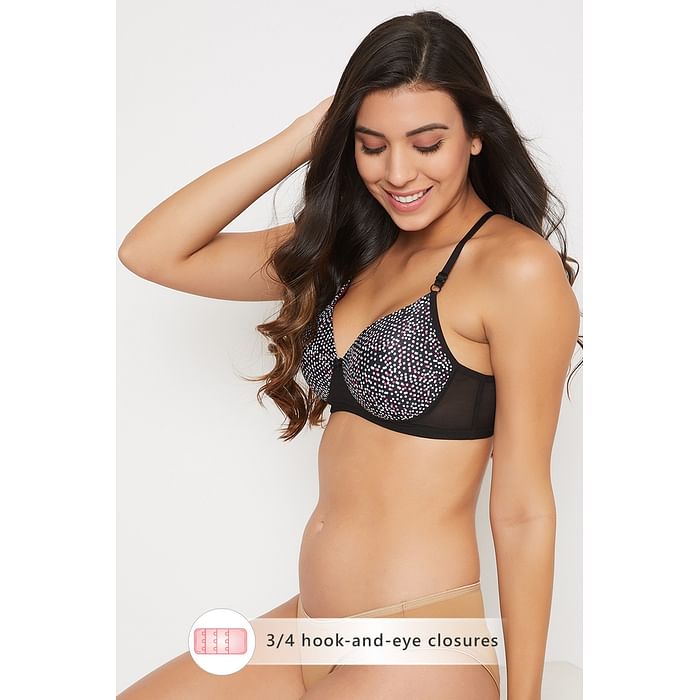 Clovia Padded Non-Wired Full Cup Dot Print Racerback T-shirt Bra in Black - BR2139P13
Clovia Padded Non-Wired Full Cup Dot Print Racerback T-shirt Bra in Black - BR2139P13