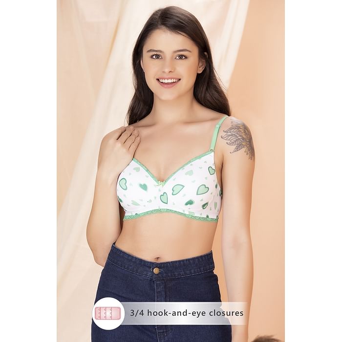 Clovia Padded Non-Wired Full Cup Heart Print Bra in White - Cotton & Lace - BR2219L18
Clovia Padded Non-Wired Full Cup Heart Print Bra in White - Cotton & Lace - BR2219L18