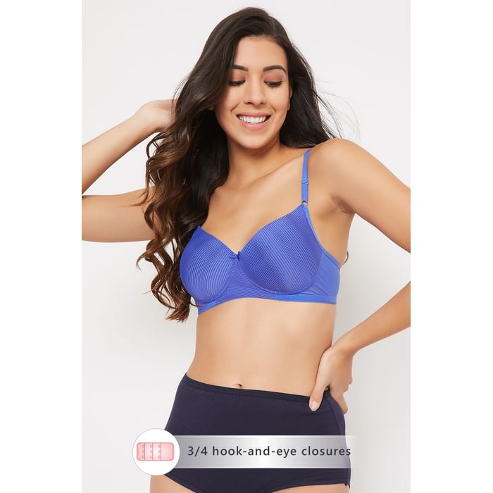 Clovia Padded Non-Wired Full Cup Self Striped T-shirt Bra in Blue - BR1737X08, Navy
Clovia Padded Non-Wired Full Cup Self Striped T-shirt Bra in Blue - BR1737X08, Navy