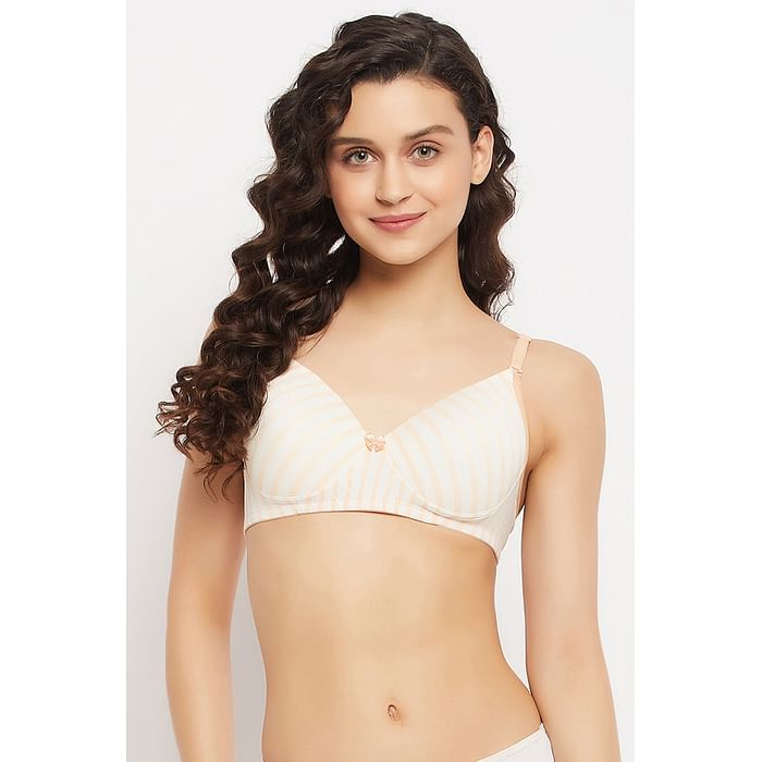 Clovia Padded Non-Wired Full Cup Striped Multiway T-shirt Bra in Peach Colour - BR0935Y34
Clovia Padded Non-Wired Full Cup Striped Multiway T-shirt Bra in Peach Colour - BR0935Y34