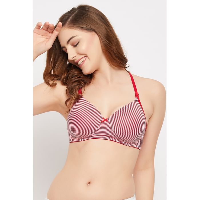 Clovia Padded Non-Wired Full Cup Striped Multiway T-shirt Bra in Red - Cotton - BR0935U04
Clovia Padded Non-Wired Full Cup Striped Multiway T-shirt Bra in Red - Cotton - BR0935U04
