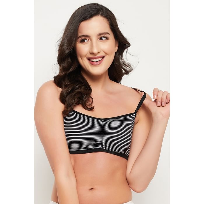 Clovia Padded Non-Wired Full Cup Striped Multiway Teenager Bra in Black with Removable Pads - BB0047A13
Clovia Padded Non-Wired Full Cup Striped Multiway Teenager Bra in Black with Removable Pads - BB0047A13
