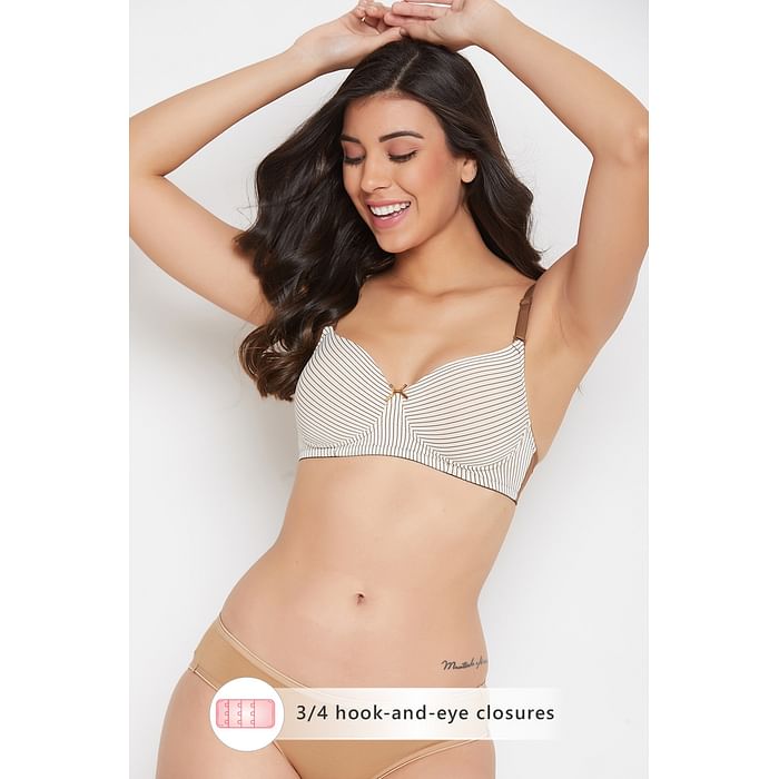 Clovia Padded Non-Wired Full Cup Striped Multiway T-shirt Bra in Grey - BR1277G18, White
Clovia Padded Non-Wired Full Cup Striped Multiway T-shirt Bra in Grey - BR1277G18, White