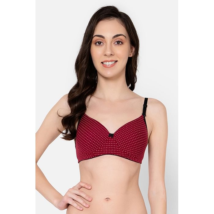 Clovia Padded Non-Wired Printed Full Cup Multiway T-shirt Bra in Maroon - Cotton - BR2395P09
Clovia Padded Non-Wired Printed Full Cup Multiway T-shirt Bra in Maroon - Cotton - BR2395P09