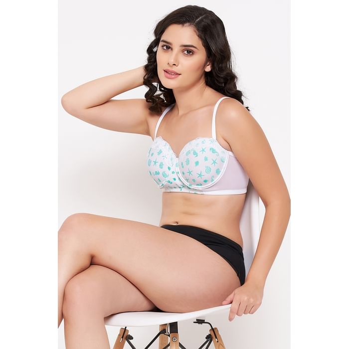 Clovia Padded Underwired Demi Cup Printed Multiway Strapless Bra in White - Cotton - BR2129P18
Clovia Padded Underwired Demi Cup Printed Multiway Strapless Bra in White - Cotton - BR2129P18