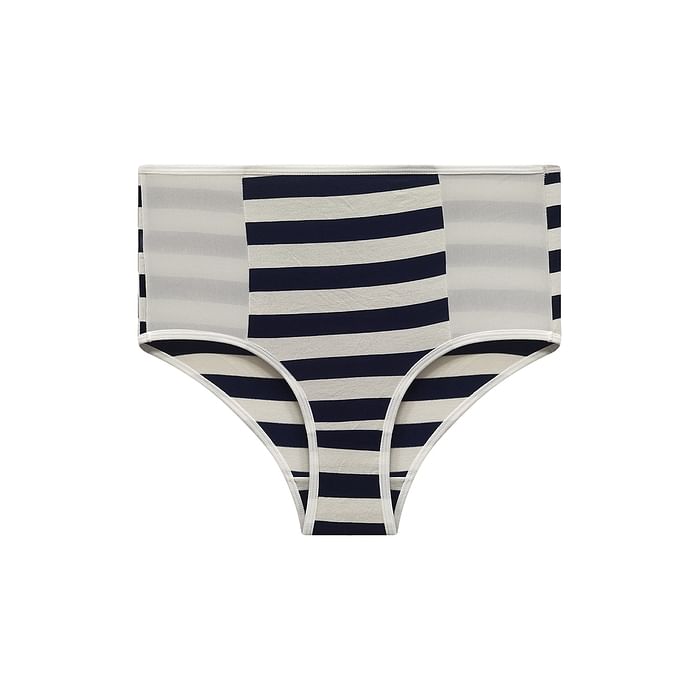 Clovia High Waist Striped Hipster Panty in White with Powernet Panels - Cotton - PN2532D18
Clovia High Waist Striped Hipster Panty in White with Powernet Panels - Cotton - PN2532D18