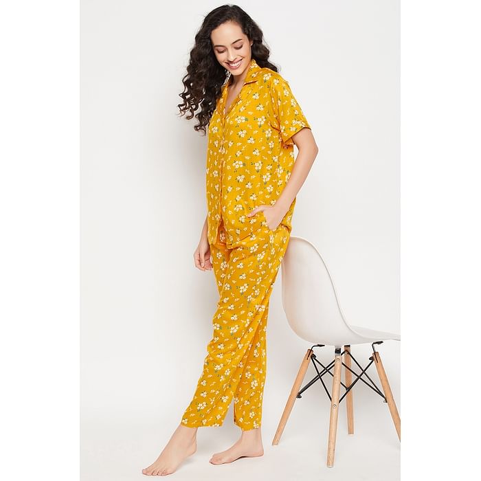 Clovia Pretty Floral Button Down Shirt & Pyjama Set in Mustard Colour - Rayon - LS0385E02, Light yellow
Clovia Pretty Floral Button Down Shirt & Pyjama Set in Mustard Colour - Rayon - LS0385E02, Light yellow
