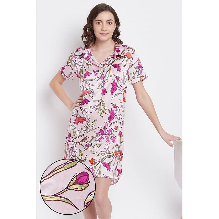 Clovia Pretty Florals Button Me Up Short Night Dress in Baby Pink - Satin - NS1312O19, Multicolour
Clovia Pretty Florals Button Me Up Short Night Dress in Baby Pink - Satin - NS1312O19, Multicolour
