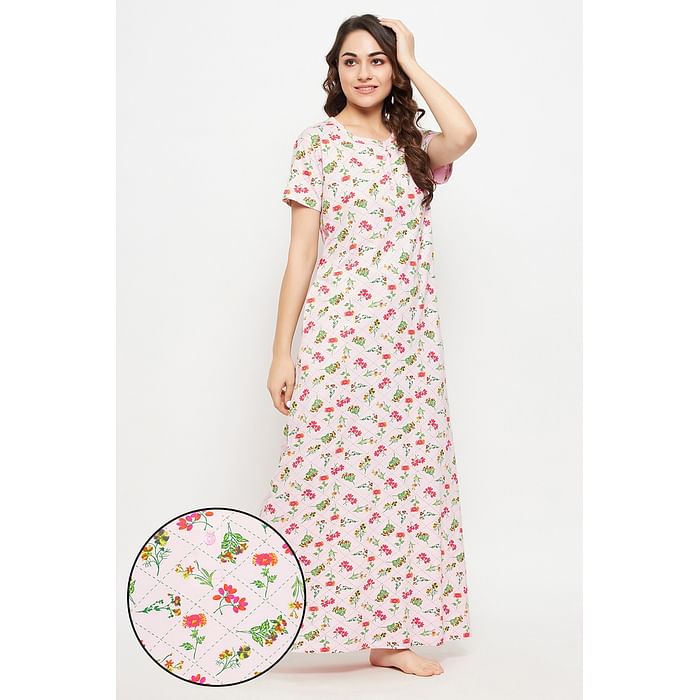 Clovia Pretty Florals Long Night Dress in Pink - 100% Cotton - NS1511P22, Light pink
Clovia Pretty Florals Long Night Dress in Pink - 100% Cotton - NS1511P22, Light pink