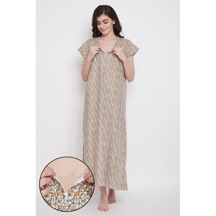 Clovia Pretty Florals Long Night Dress in Yellow - 100% Cotton - NS1367P07, Mustard
Clovia Pretty Florals Long Night Dress in Yellow - 100% Cotton - NS1367P07, Mustard