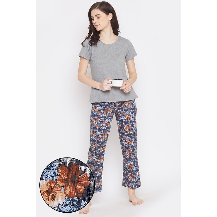 Clovia Pretty Florals Top & Pyjama in Grey & Blue- Cotton Rich - LSC176P01, Light grey
Clovia Pretty Florals Top & Pyjama in Grey & Blue- Cotton Rich - LSC176P01, Light grey
